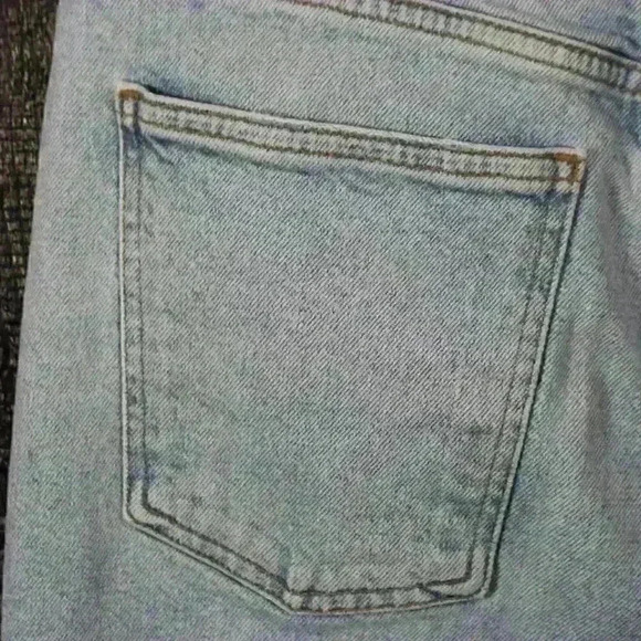 AGOLDE Merrel Straight Midwash Light Blue Raw Hem Jeans Women 25 - Picture 11 of 12